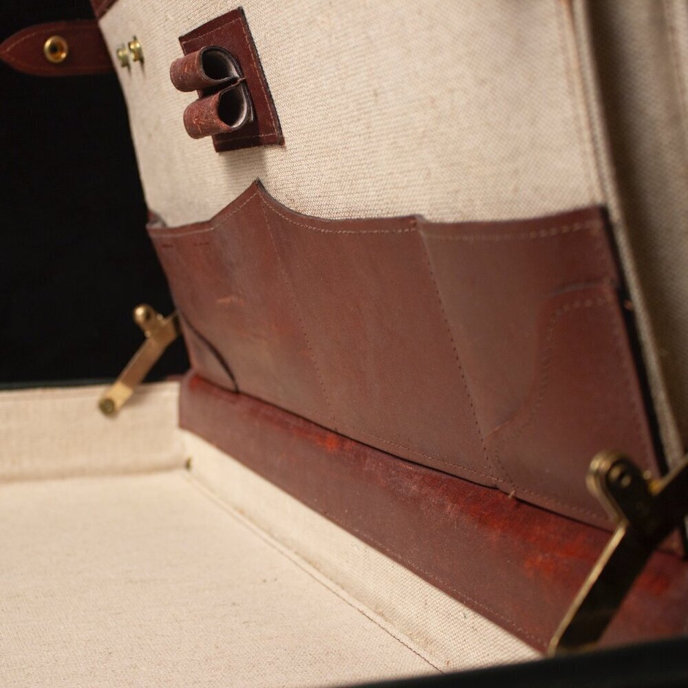 Vintage Orvis Battenkill Leather & Canvas Briefcase With Combination Locks - Picture 9 of 11